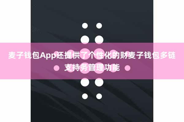 麦子钱包App还提供了个性化的财麦子钱包多链支持务管理功能